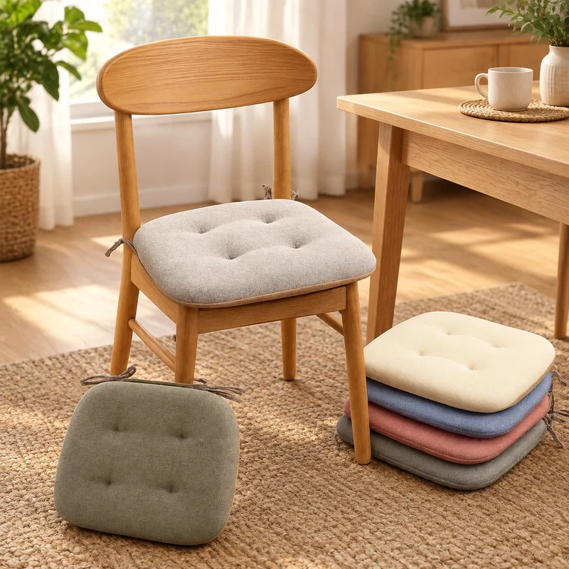 Thick Summer Cushion Made of Breathable Cotton Linen for Horseshoe Chair Seating in Dining or Study Areas