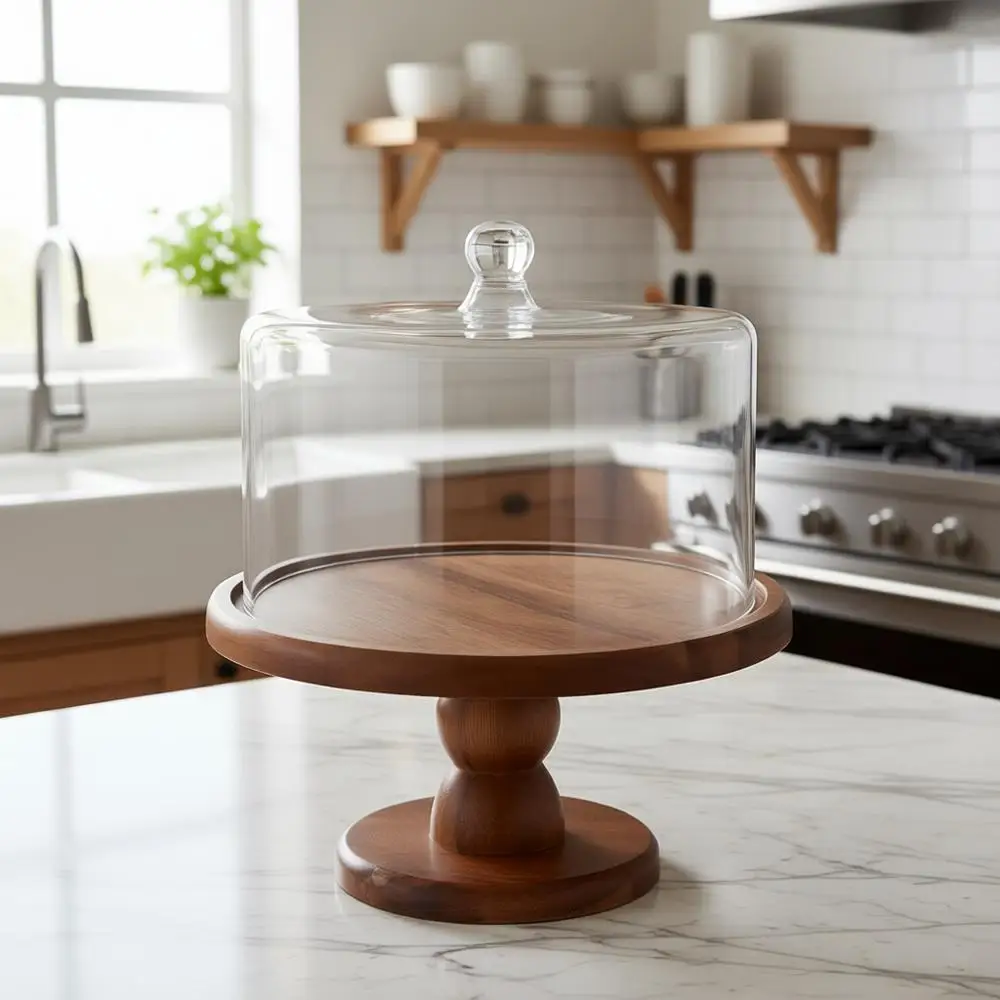 

Подставка-платформа Madera с куполообразной крышкой - подставка для подачи тортов, кексов, пирогов и многого другого