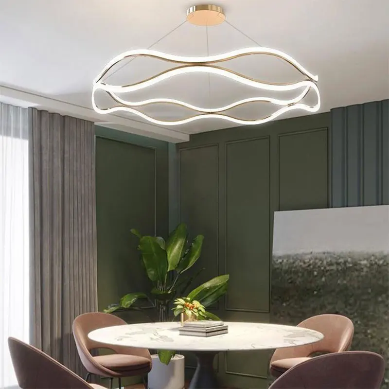 Lámpara colgante LED moderna para dormitorio, sala de estar, comedor, anillo de lujo, accesorio de iluminación interior, decoración del hogar