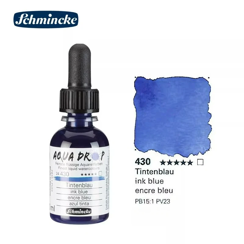 Duitsland Schmincke-AQUA DROP, vloeibare aquarelverf op pigmentbasis, 30 ml pipetfles, voor aquarelverf, stedelijke schetsen, lichtbestendig