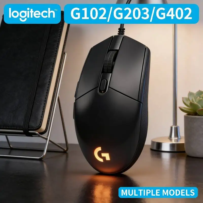 

Logitech G102 G203 G402 Wired Gaming Mouse Streamlined Body RGB Backlight Comfort Curve for Long Gaming Hours