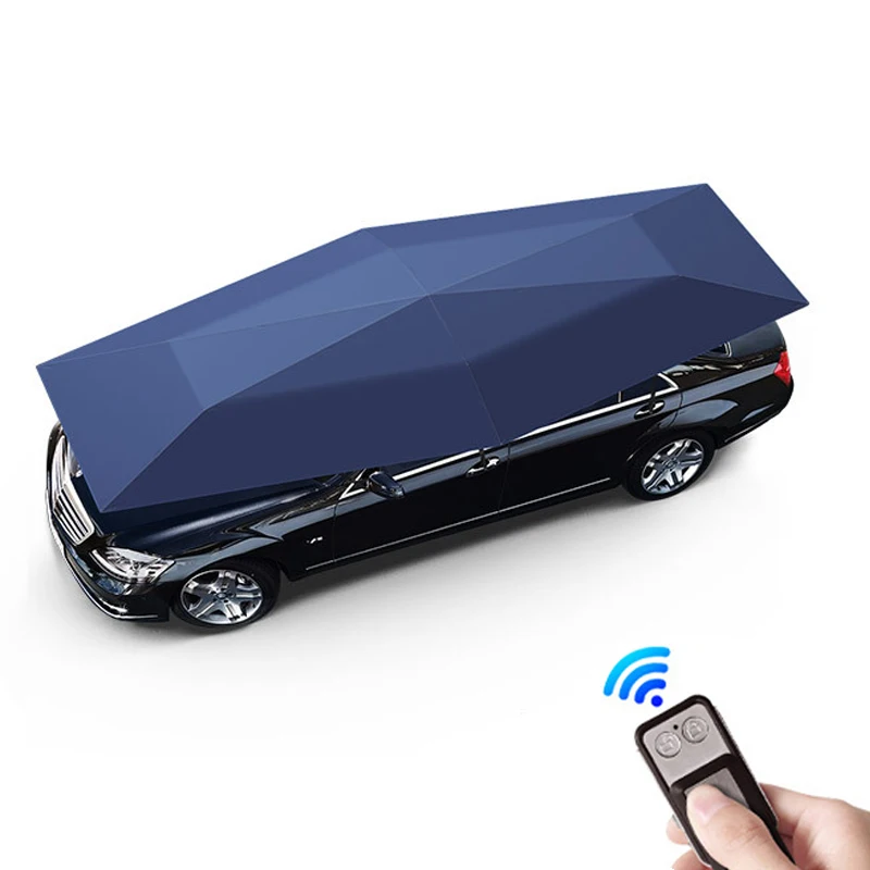 

Portable Folding Outdoor Semi Automatic 3.8m Car Sunshade Roof Shade Cover Automatic Car Umbrellas With Remote Control