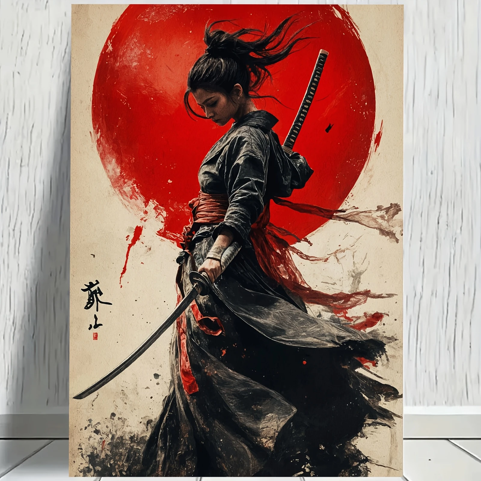 

500/1000/1200/2000PCS Jigsaw Puzzle Samurai Woman with Katana Family Activity Games for Gameroom Bedroom Home Decor Frameless