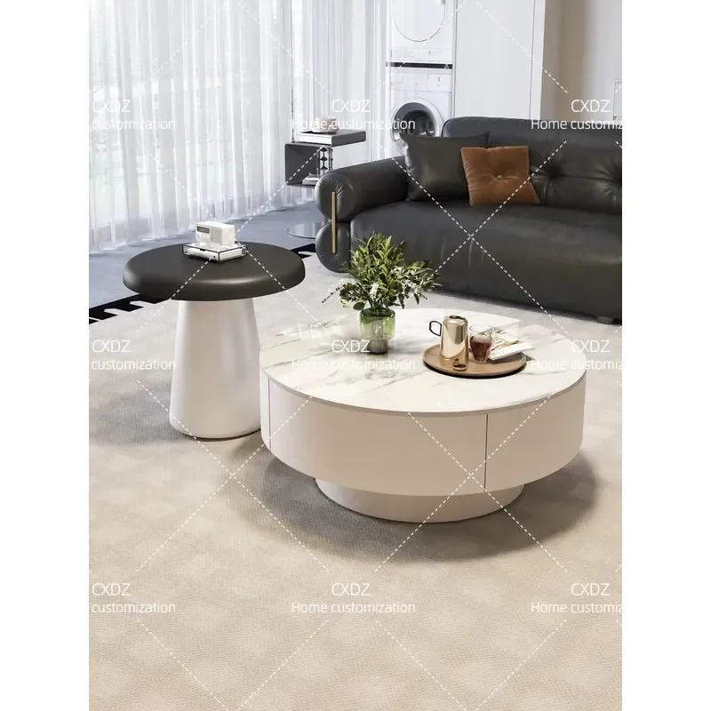 Yiyou modern cream style small apartment coffee table living room home new light luxury high-end rock board coffee table