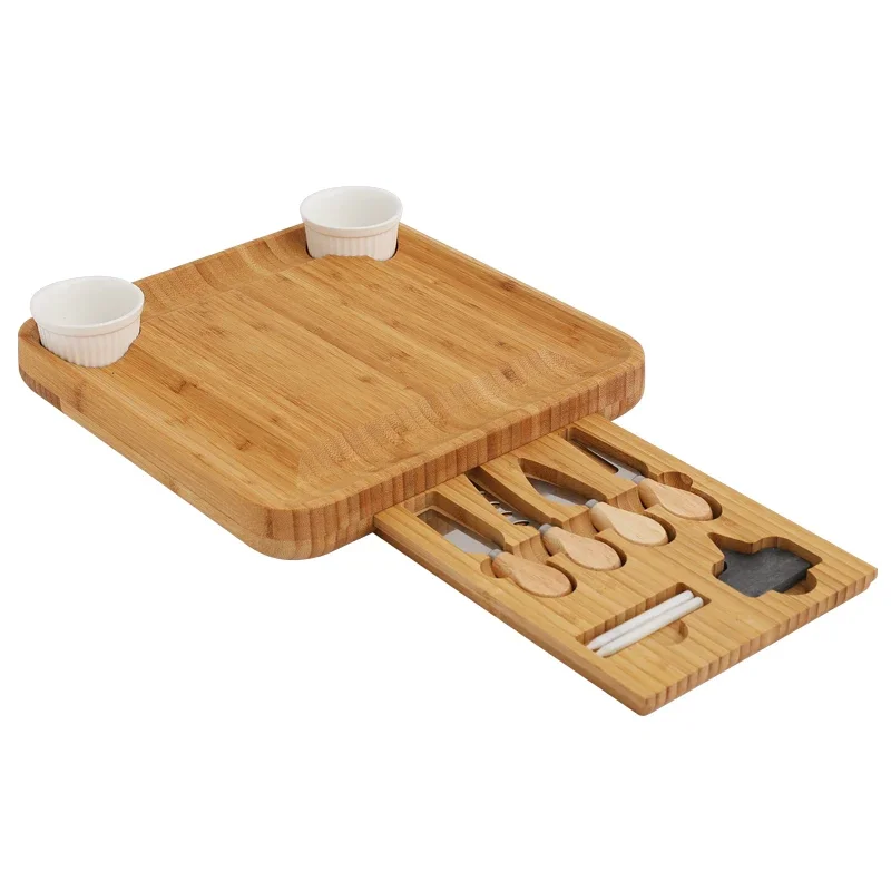 Cheese board set, Western cuisine tableware, pastries, plates, fruit snacks, plates, steak tableware, bamboo