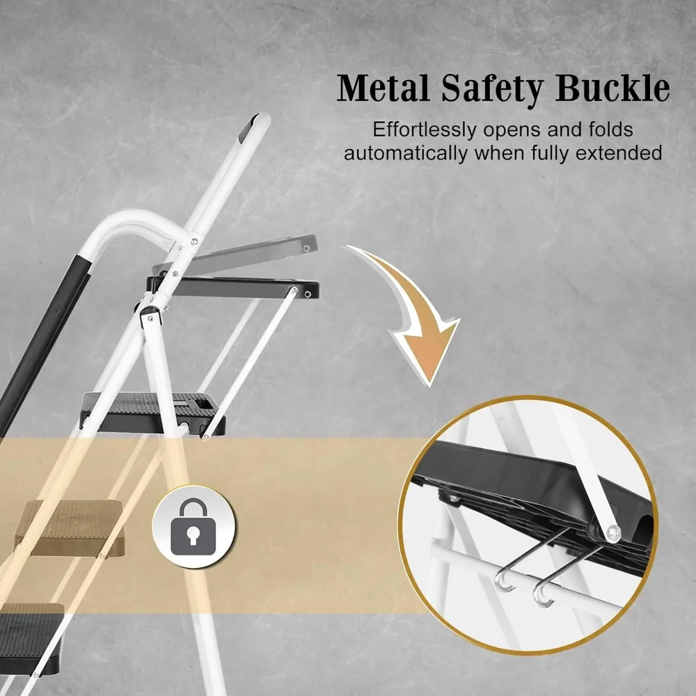 verstelbare 5-staps vouwladder met lade voor thuisgebruik - ondersteunt tot 330 lbs