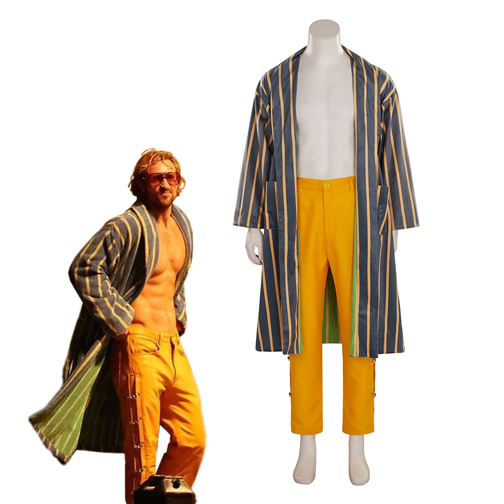 The Fall Guy Tom Ryder Cosplay Costume Stripe Robe Pajamas Pants Suit Aaron Johnson Film Costume Male Halloween Carnival Outfits