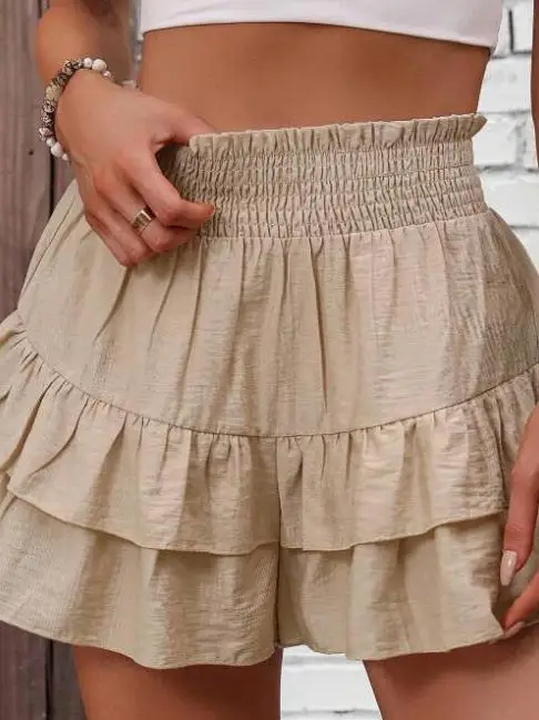 

Summer Faion Pure Color Wide Leg ort Skirt Pants Women's Versatile Casual High Waist Cake Skirt Sle Loose Fit A-Line