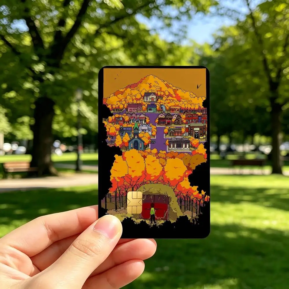 U-Undertale F-Frisk and Yellow Flowey 1Set 4Pcs Waterproof Card Skin Stickers for Credit Bus IC Cards