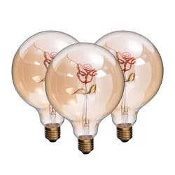 Edison light Bulb G125 Rose E27 4W 220V Dimmable 4.2V 5V Personalized Creative Letter Light Warm Yellow Decorative Lamps