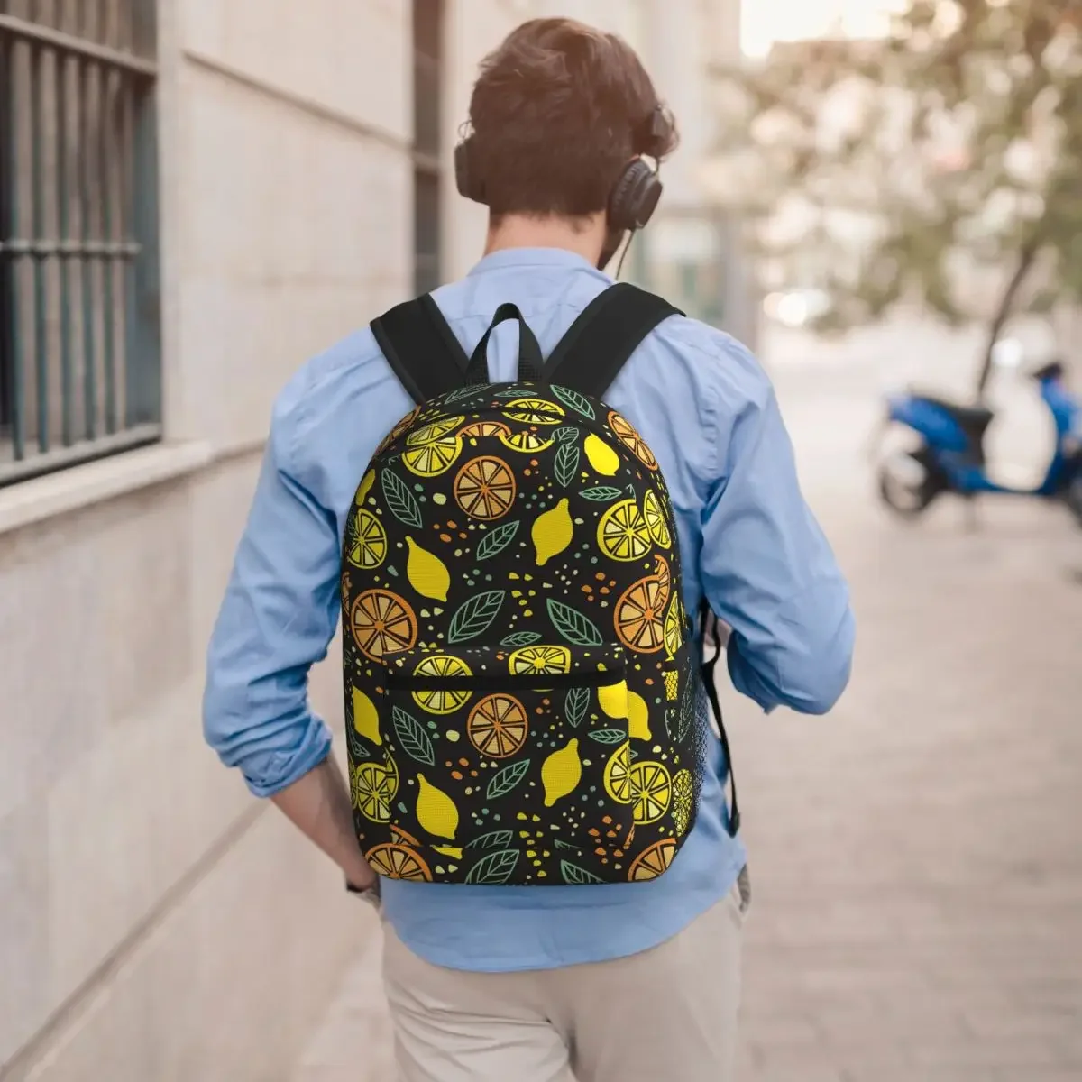 Colorful Lemon Pieces Pattern Student Backpack School Bag Hiking Travel Daypack for Men Women Bookbag Shoulder Bags
