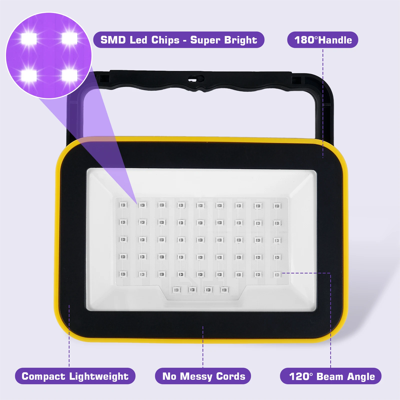 LED UV Black Lights Work Light Stage Blacklight Ultraviolet Flood Effect Light for Halloween Xmas Dance DJ Disco Party