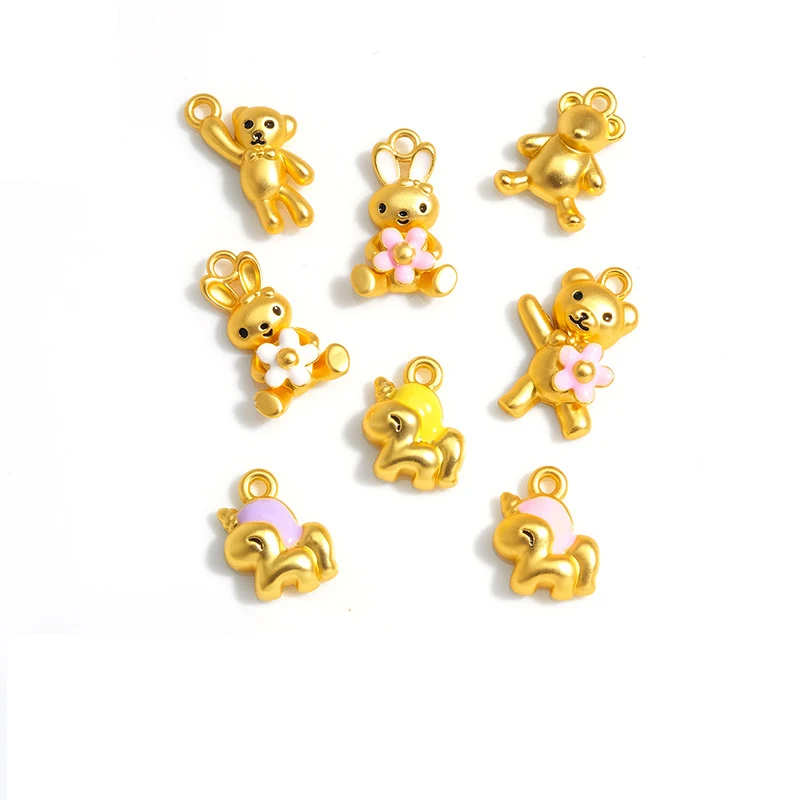 1pc Cute Animal Pendant Bunny Unicorn Bear Charms DIY Jewelry Making Necklace Bracelet Keychain Earring Hair Accessory Wholesale