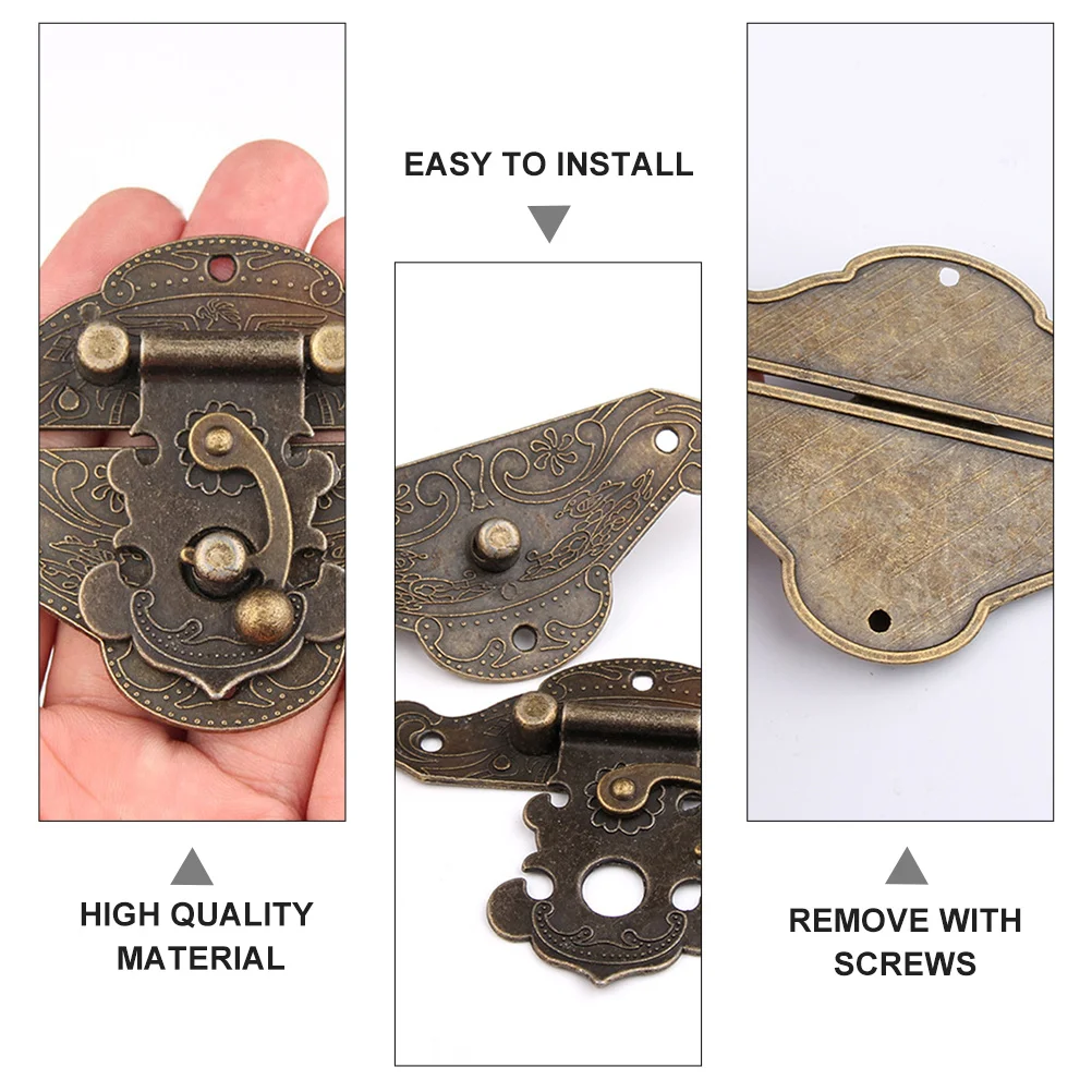 Juego de 10 hebillas Retro de aleación de Zinc para joyero, pestillo de caja de madera, Hardware de gabinete, cierre resistente de repuesto