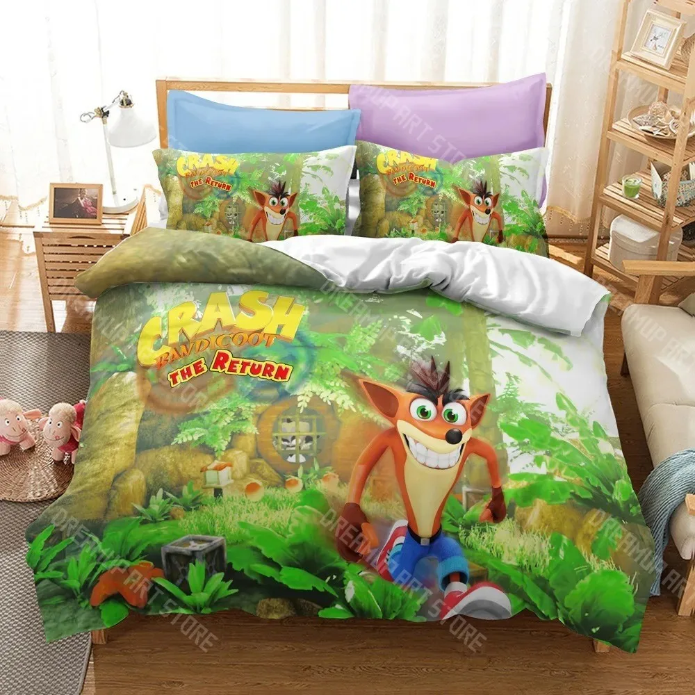 3D Printed Game Crash Bandicoot Bedding Set for Boys Girls Duvet Cover Pillowcase Twin Queen King Full Single Double Sizes