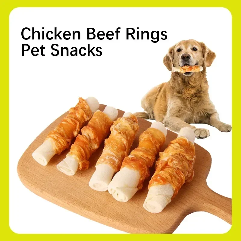 Dog Snacks 160g Chicken Meat Jerky Cowhide Sticks Supplement Calcium Nutritive Molar Teeth Sticks Pet Training Incentives Food