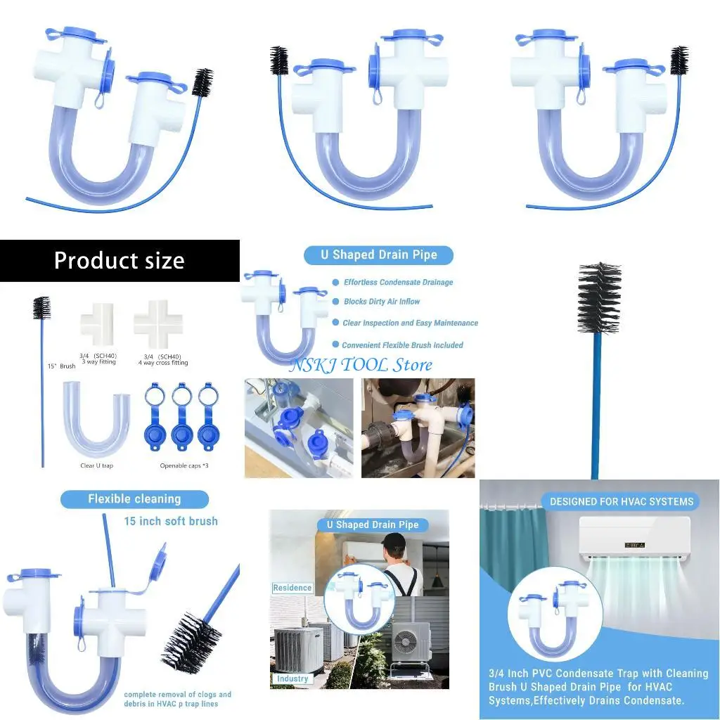 

L8RC 3/4-дюймовый стандартный конденсатоотводчик из прозрачного ПВХ U-образного коллектора с изогнутой дренажной трубкой
