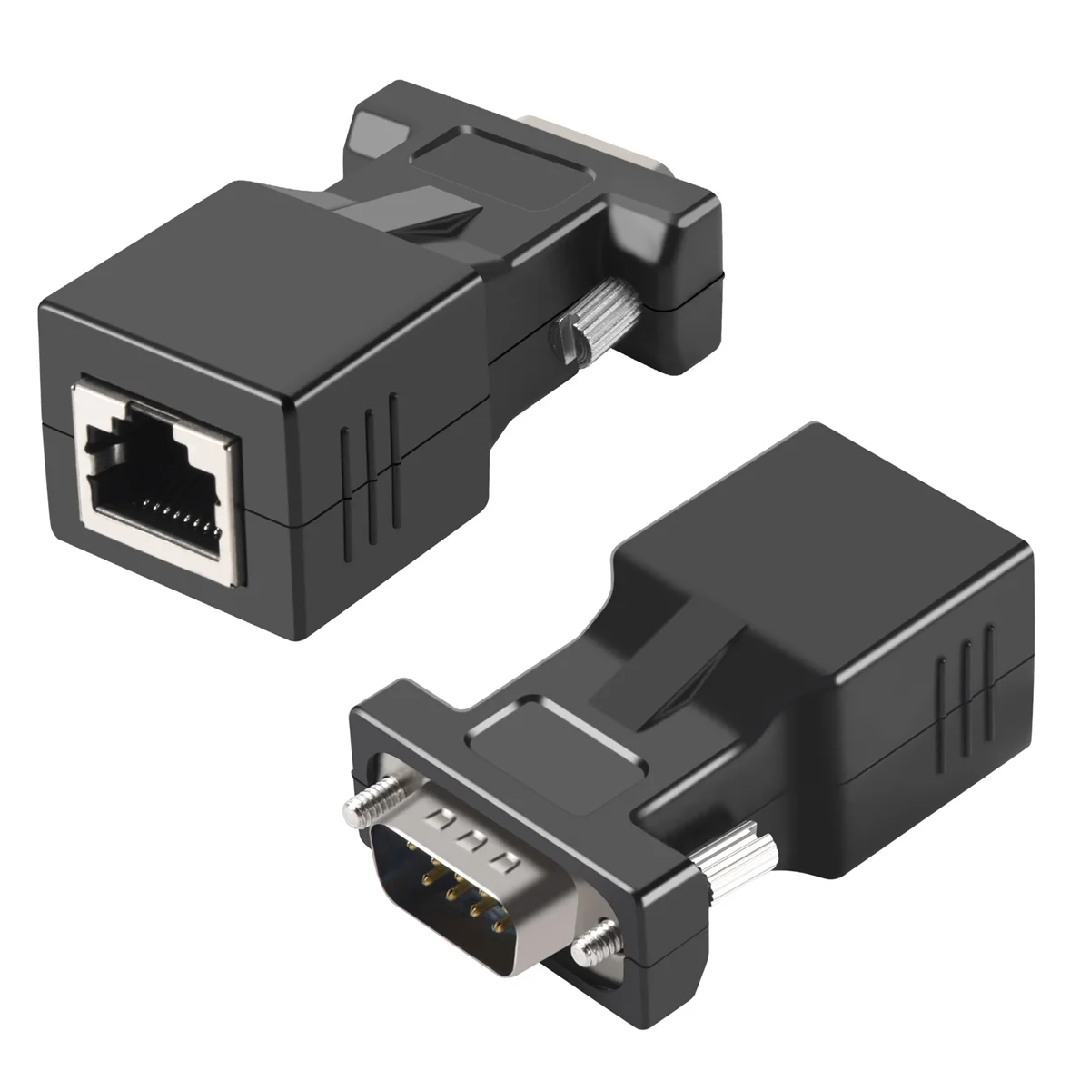 VGA 익스텐더 수-RJ45 CAT5 CAT6 20M 네트워크 케이블 어댑터, COM 포트-LAN 이더넷 포트 변환기, 2 팩