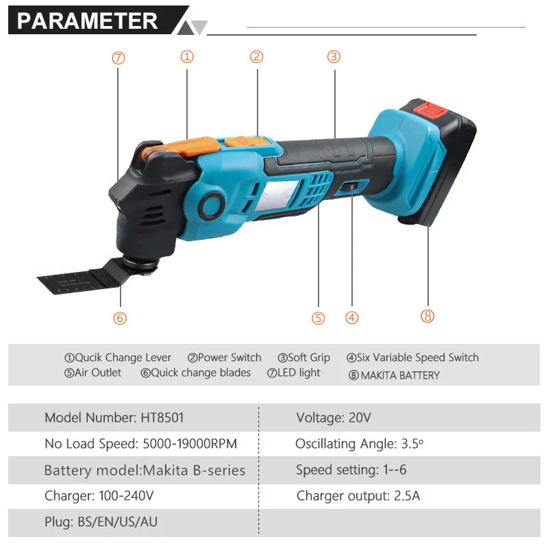 Electric Multifunctional Tools Cordless Oscillating Multi-Tools Portable Trimmer Saw Renovator For Makita 18V Battery