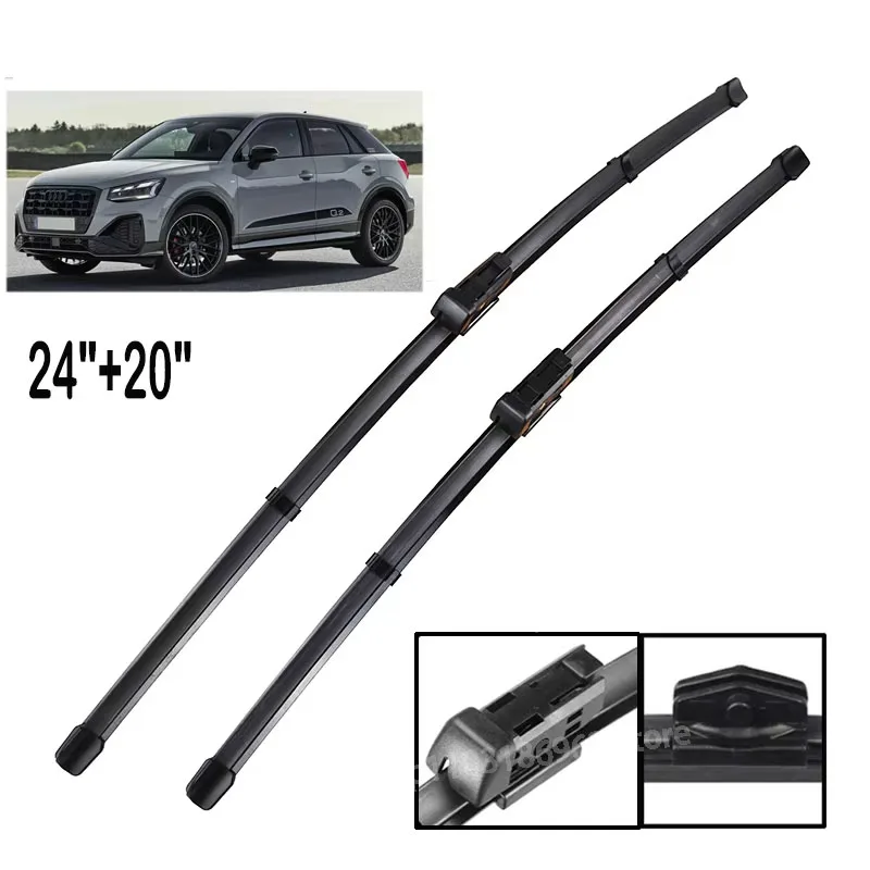 

Wiper LHD Front Wiper Blades Set For Audi Q2 2016 - 2023 Windshield Windscreen Window Rain Brushes 24"+19"