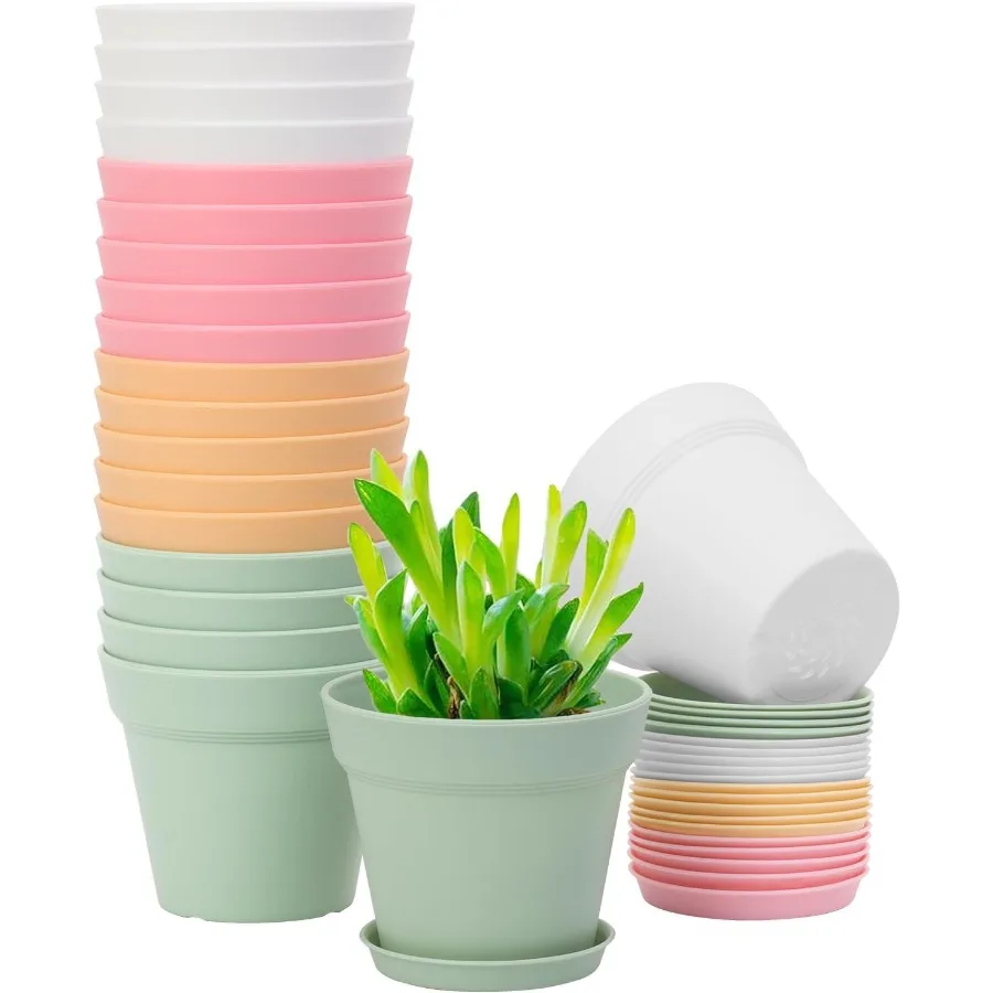 

20 Pack 4 inch Plant pots planters for Indoor Plants Flower pots Color