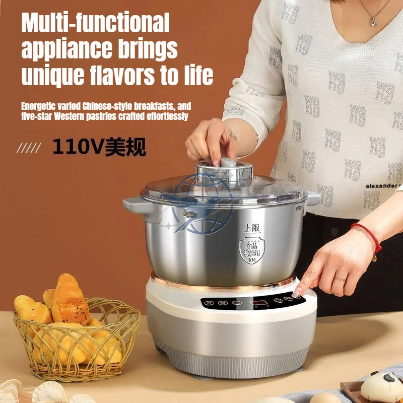 110V household automatic dough kneading and fermentation machine 5 liters chef machine stainless steel electric
