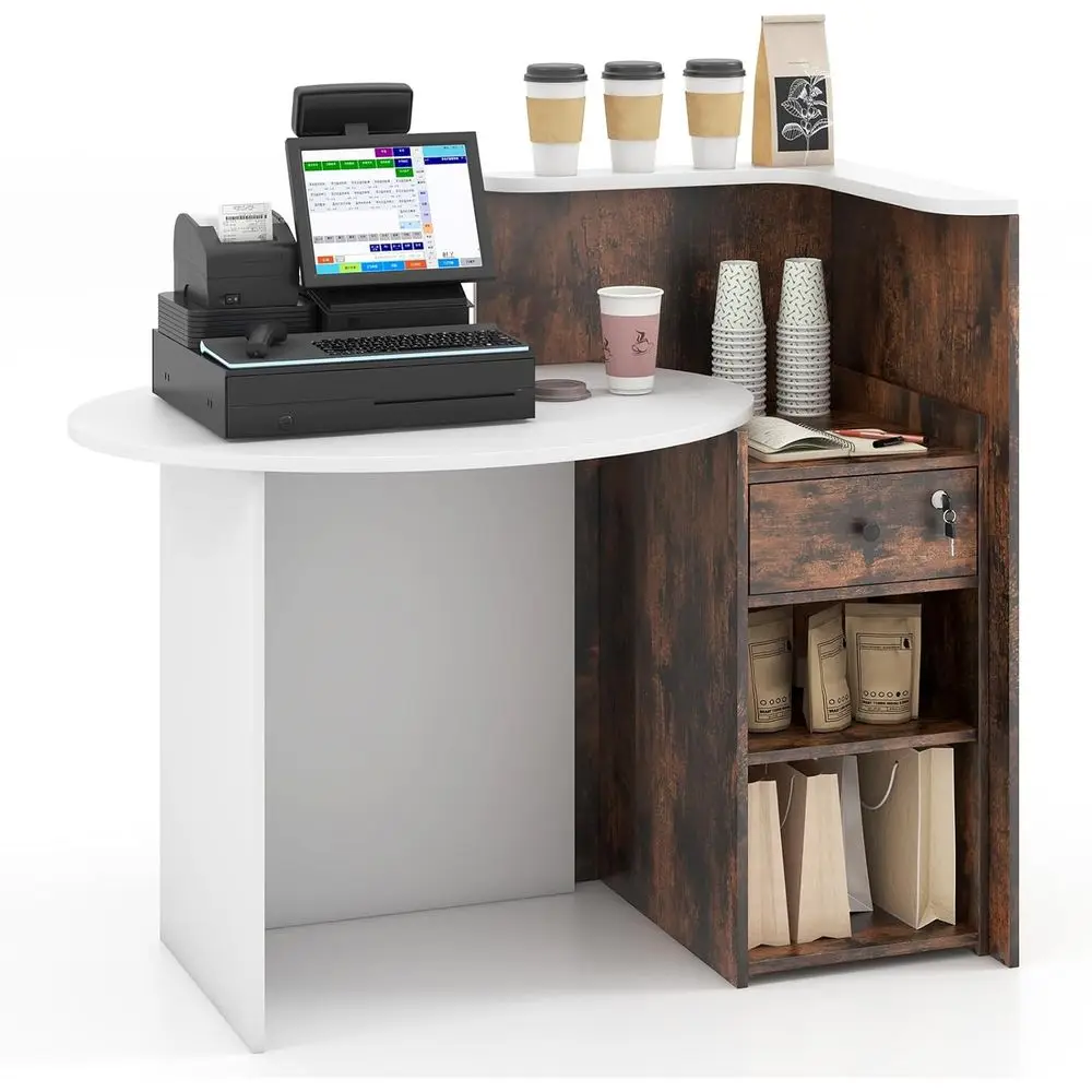 

Стойка регистрации, стойка регистрации с запирающимся ящиком, кассовый столик для розничной торговли с круглой столешницей, угловая полка и регулировка