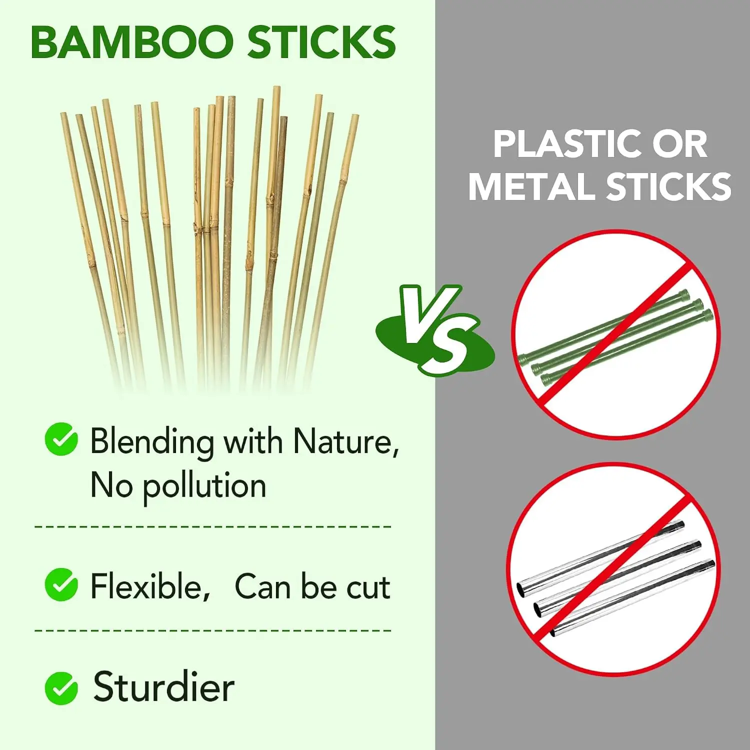 50 Pcs Bamboo Stakes for Plant 6 Feet (70.8 inch), Garden Bamboo Plant Stakes for Plants Support, Climbing Plants, Tomatoes, Sun
