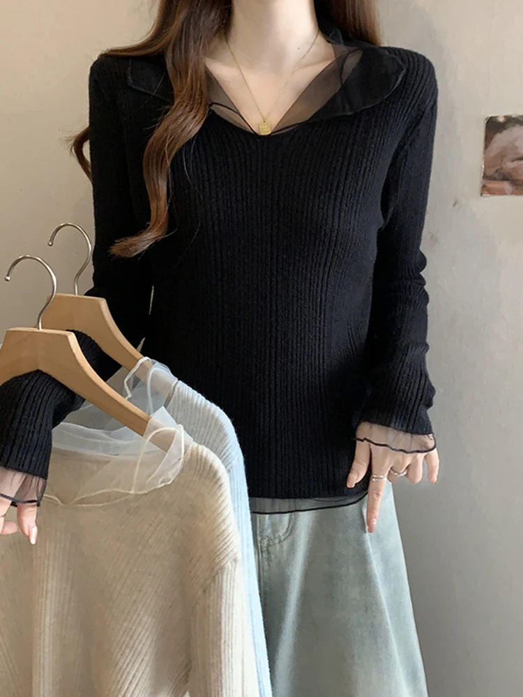 

Slim Fit V-Ne Long Sve Knitted Top Women's Spring Faion 2026 New Sle Base Layer irt Inner Wear Casual Simple Design