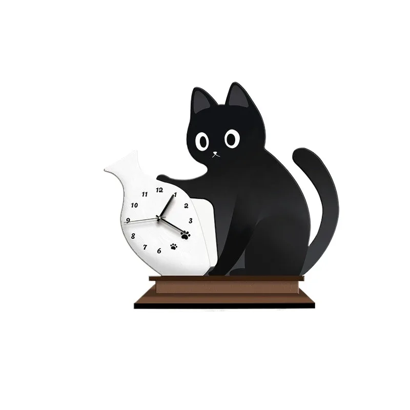 

Бесшумные настольные часы, декоративные часы для гостиной в виде кошки, настольные часы
