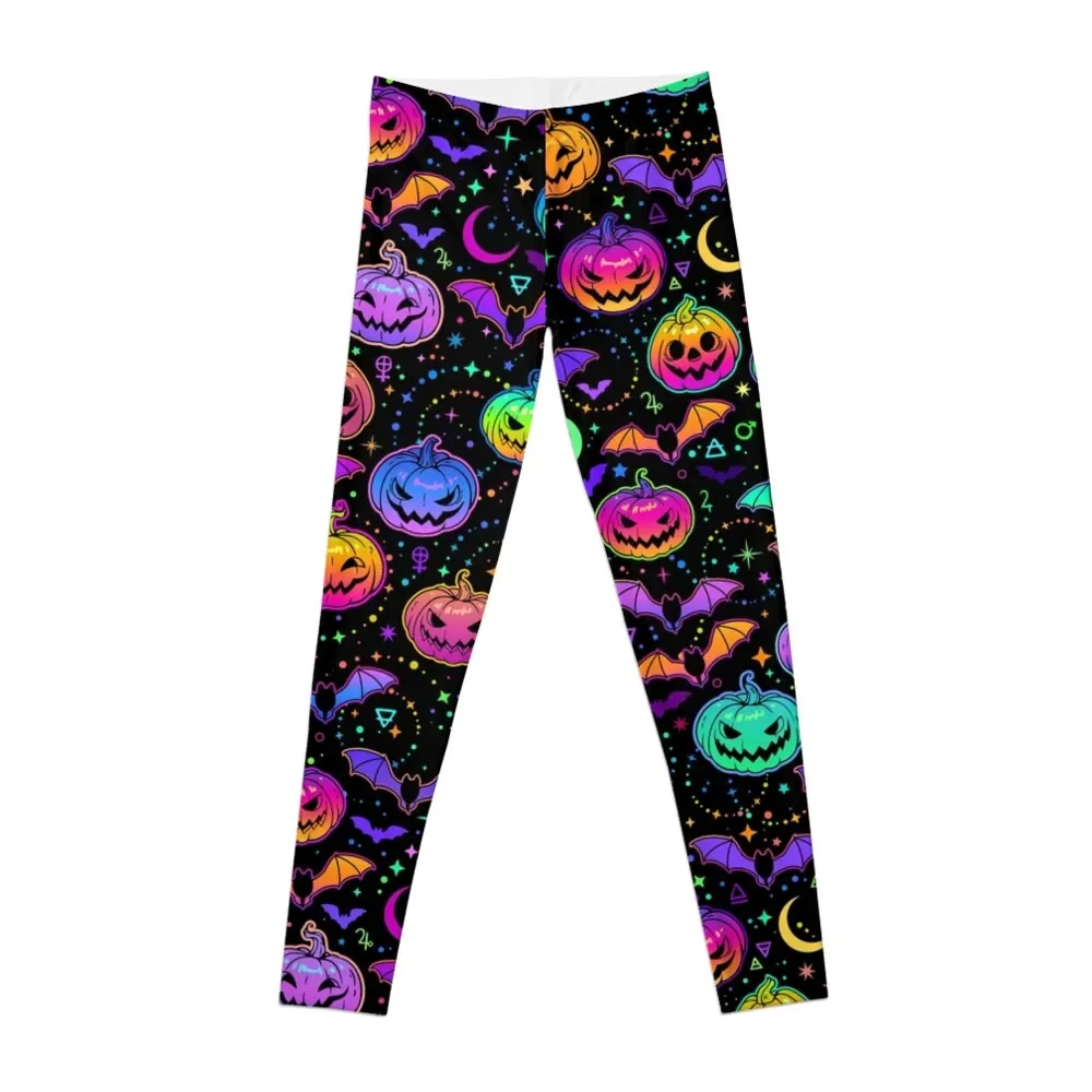 

Psychedelic rainbow pumpkins and bats Leggings gym wear trousers Women's sportswear sports for Womens Leggings