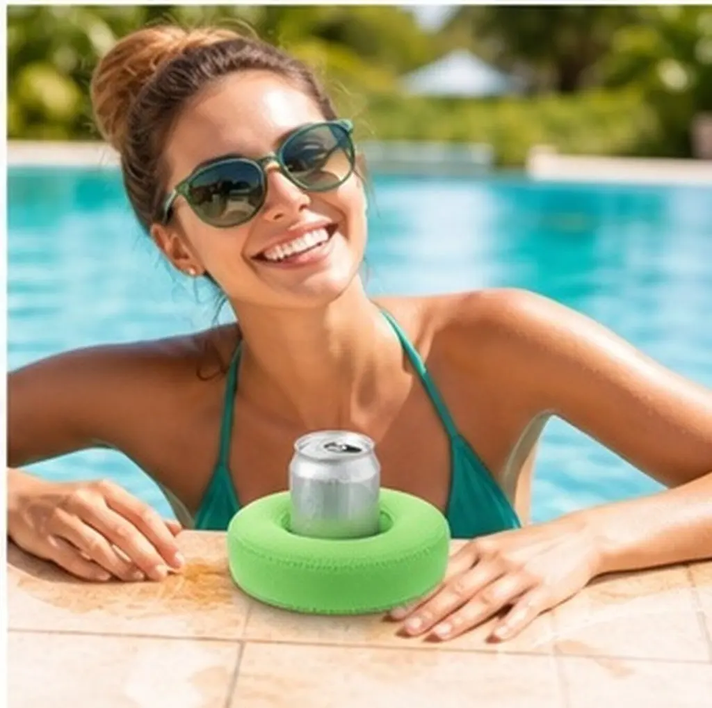 1Set Neoprene Floating Drink Holder Pool Party Drink Holder Floating Coaster for Swimming Pool Beach Lake Hot Tub Spa