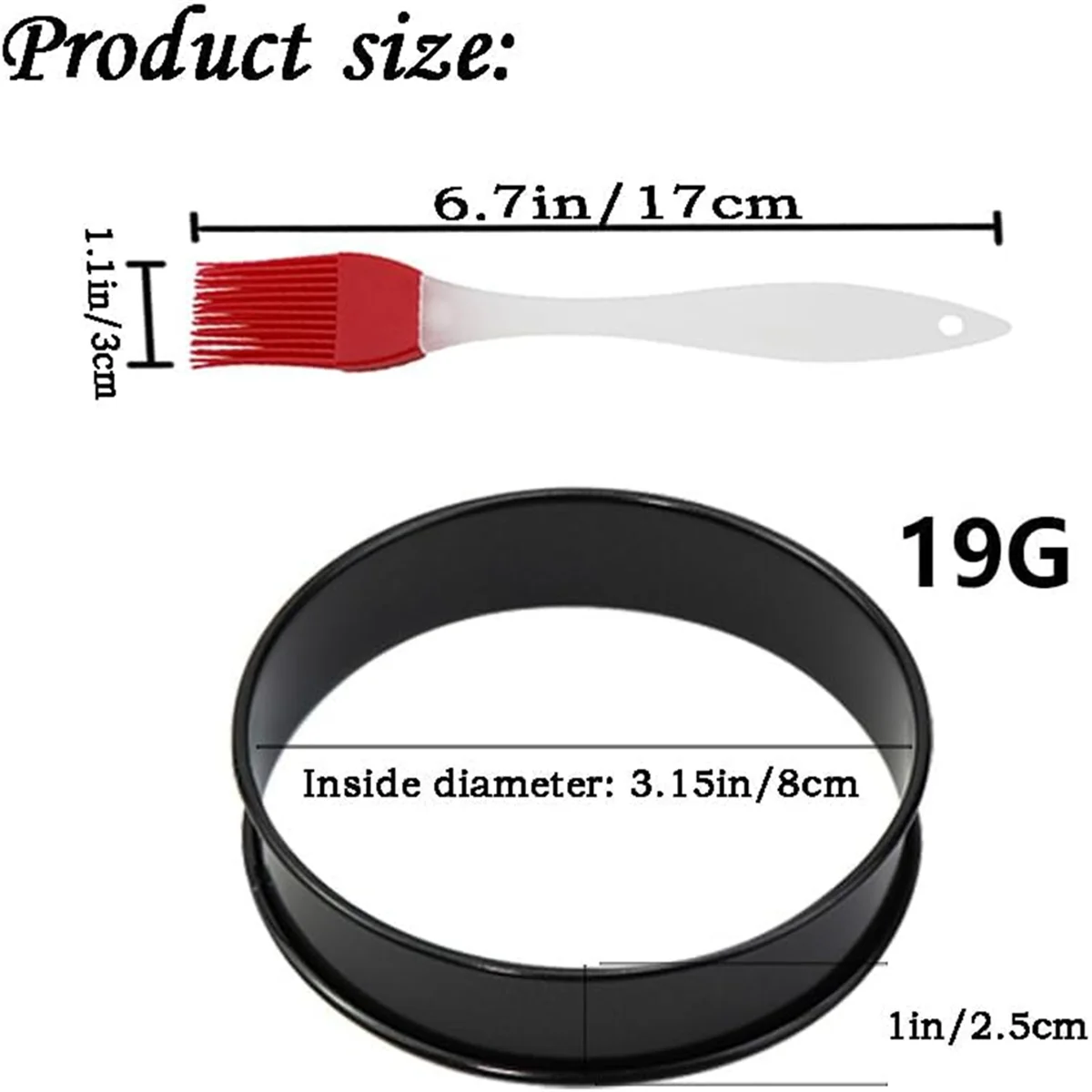 8 عبوات من حلقات المفن الإنجليزية غير اللاصقة مقاس 3.15 بوصة - حلقات تورتة مزدوجة ملفوفة من الفولاذ المقاوم للصدأ قوالب حلقية مستديرة
