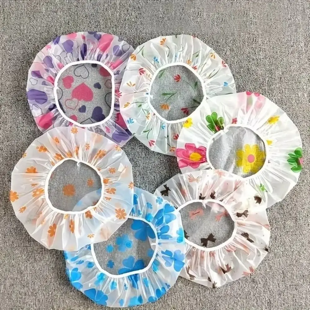 4 pcs New Wide Elastic Band Shower Cap Thickening Anti-oil Dry Hair Cap Waterproof Reusable Bathroom Accessories