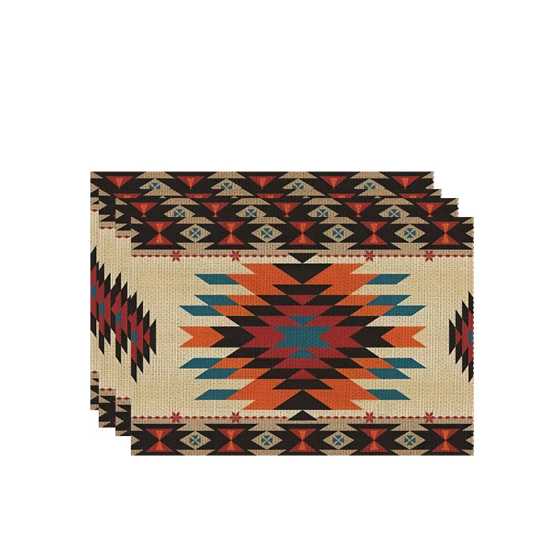 VIKAMA 2/4/6PC Vintage Placemats, Retro Flag & Greek Key Table Mats, Non-Slip for Kitchen Dining & Bistro Table Decor - view 3