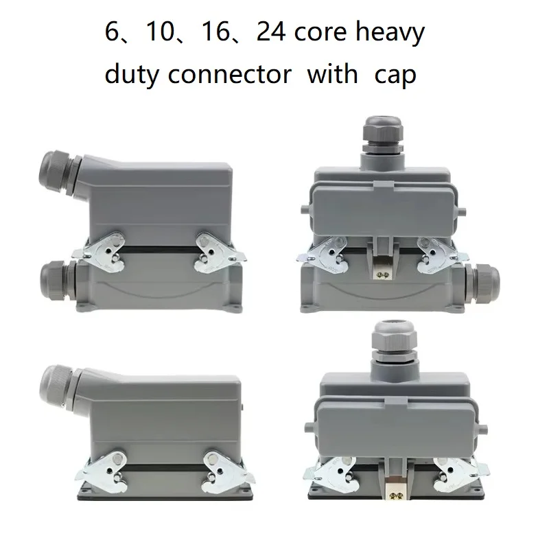 

Rectangular Heavy Duty Connector HDC-HE Waterproof Aviation Industry 6/10/16/24 core pins Plug Socket with cover 16A 500V