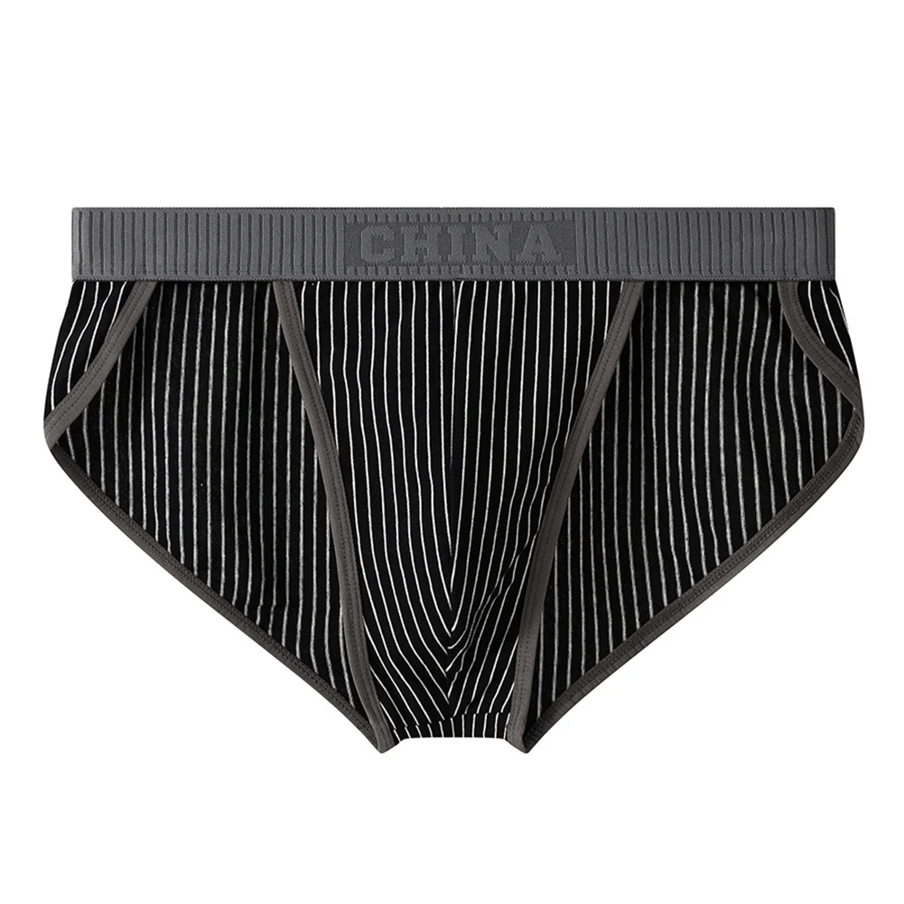 

Men Striped Briefs Bikini Mid-rise Elastic Underwear Sexy Bulge Pouch Panties Breathable Underpants Ultra-Thin Lingerie Knickers