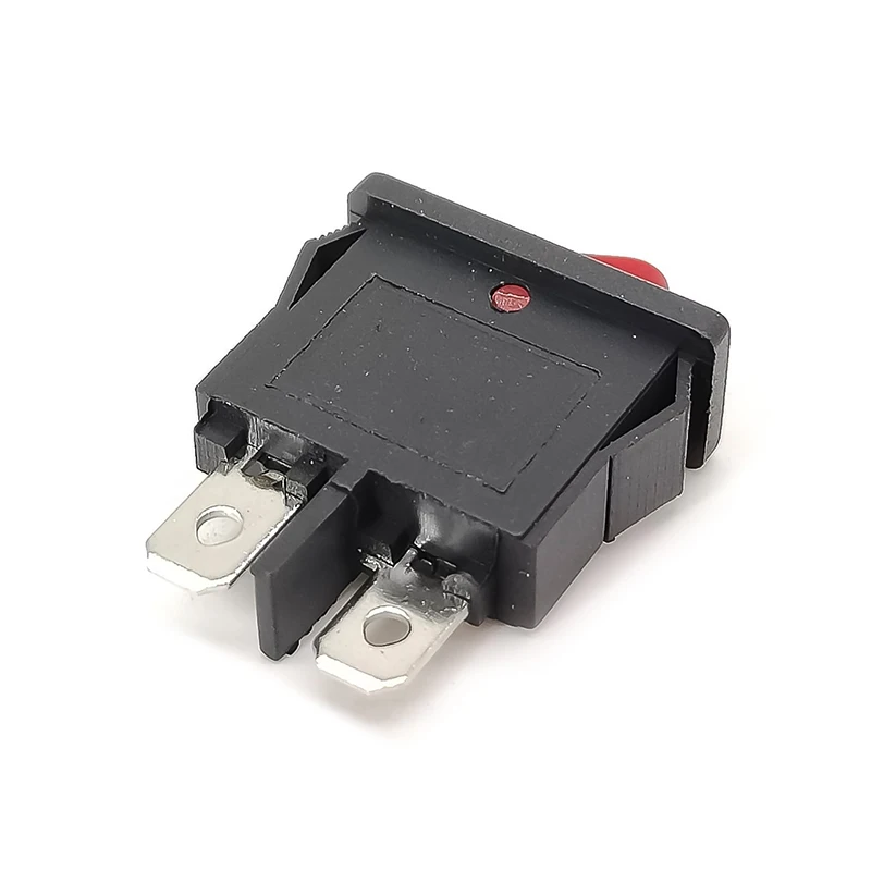 KCD1 Rocker Switch ON OFF 2 Pin 10A/250V AC SPST Red Boat Shape Switch with Cross Mounting Bracket for DIY Power Tool