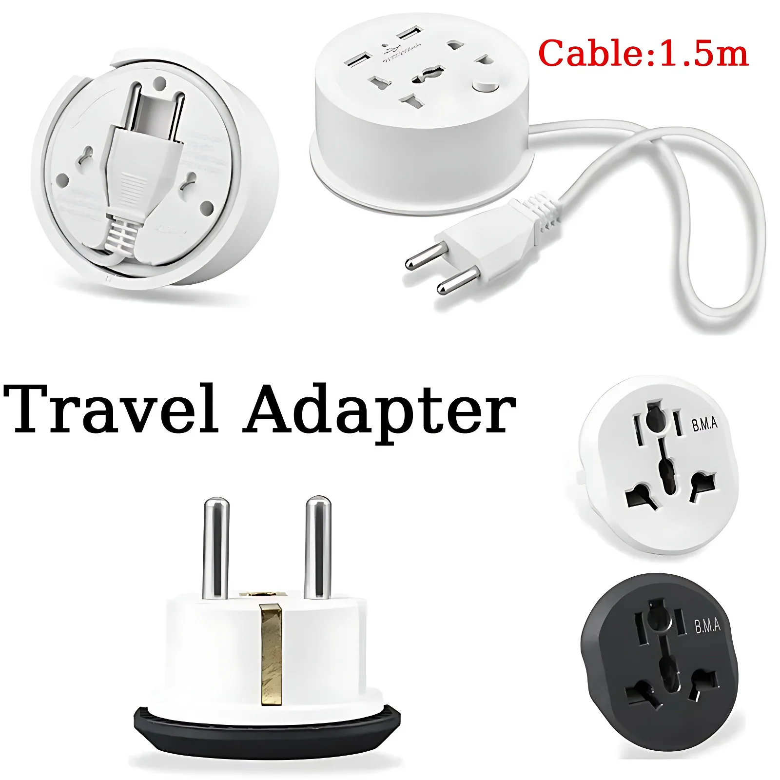 

Universal Travel Adapter, All in One Plug Adapter, Worldwide Power Adaptor Wall Charger AC Outlet Converter for Europe EU UK AUS