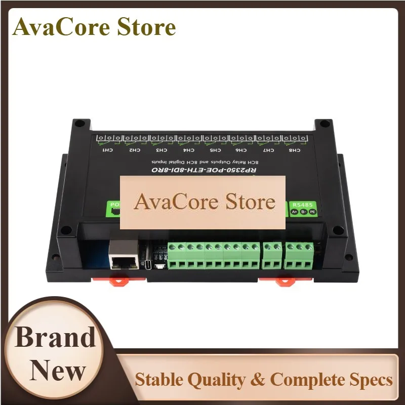 AvaCoreIndustrial 8-Channel RP2350 Relay Module On RP2350 Microcontroller Supports Digital Input RS485 And Ethernet Port Interfa