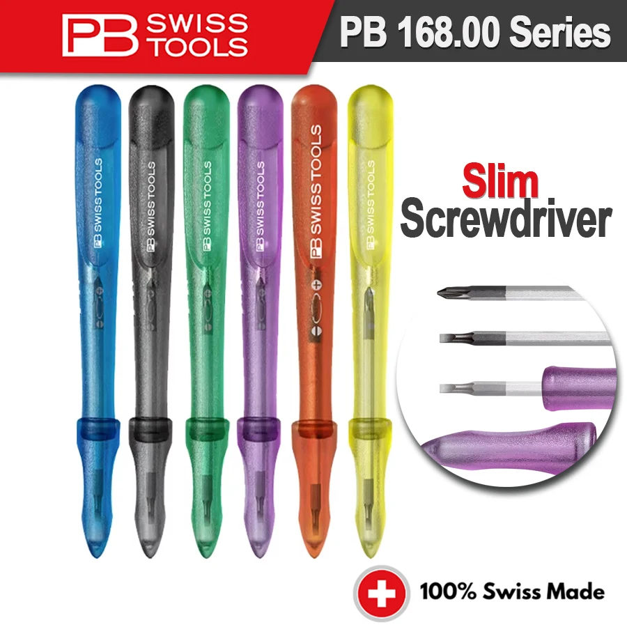 PB SWISS Slim Screwdriver Handle with Reversible Blade PB 53 Precision Screwdriver Repair Tool with Protection Cap NO.PB 168.00