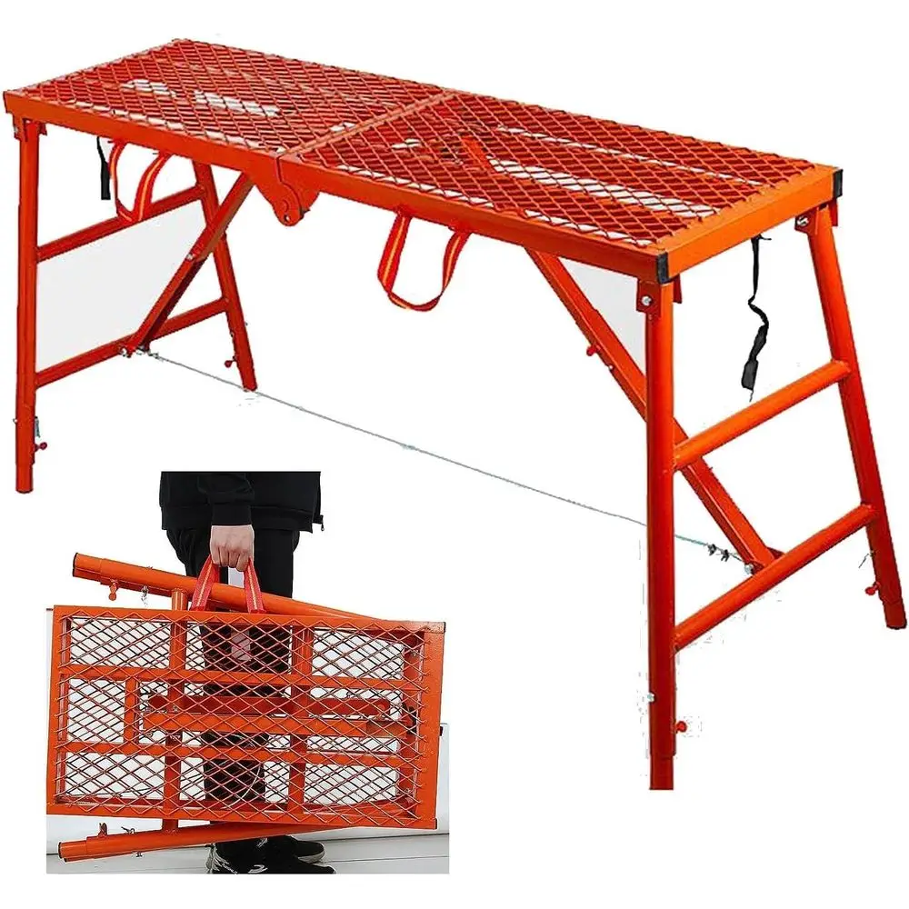 Adjustable Height Work Platform Ladder with Non-Slip Feet and Engineering Bench Features