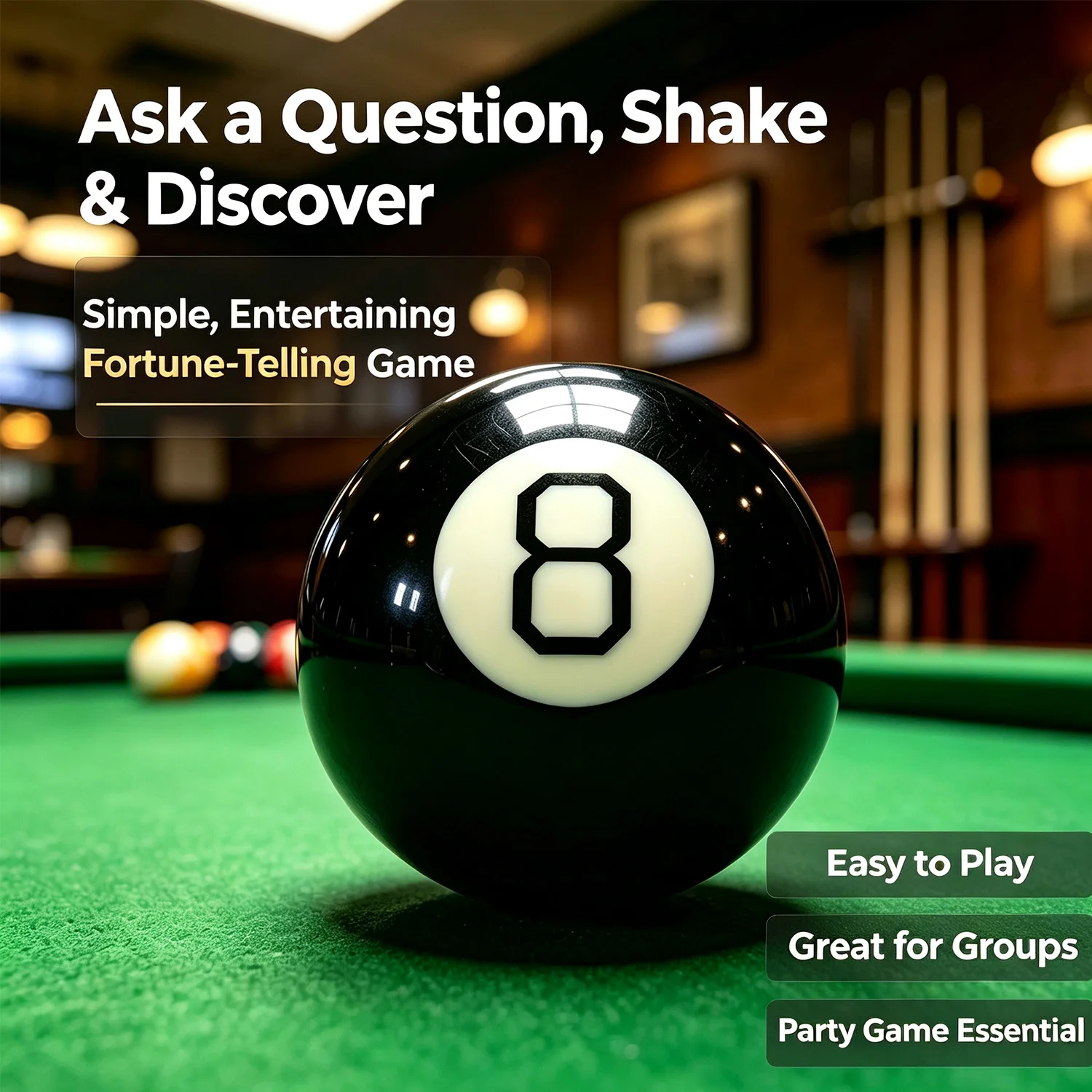 Premium Magic 8 Ball Fortune Telling Novelty Game, 7cm Classic Black Plastic Shaking Ball for Party Favors & Fun Gift
