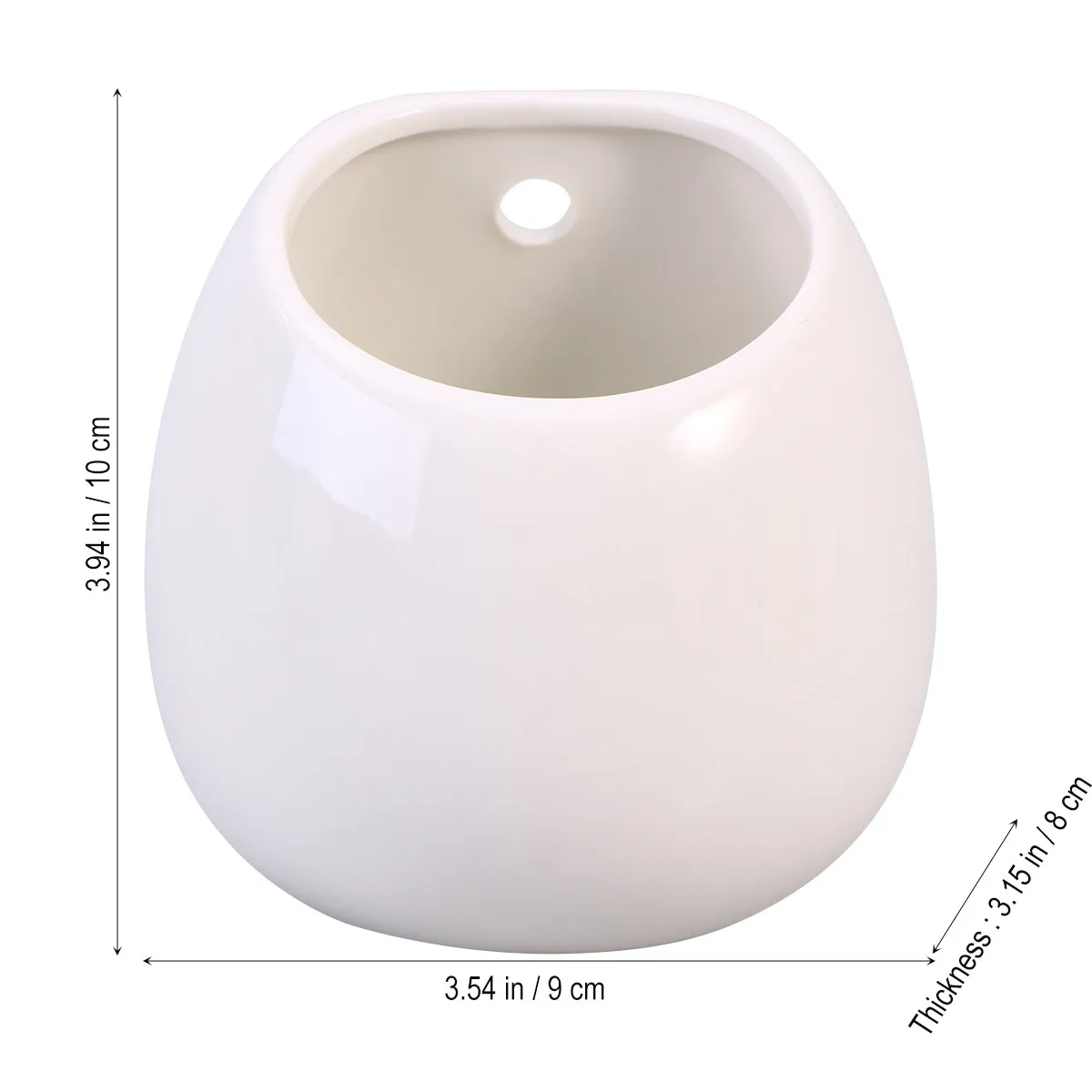 Hanging Ceramic Planter 2 Piece Set White Round Wall Mounted Flower Pots for Succulents Indoor Outdoor