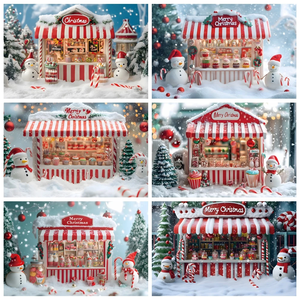 

Christmas Candy Store Backdrop Xmas Tree Gift Winter Snow Kids Portrait Family Party Christmas Decoration Photography Background