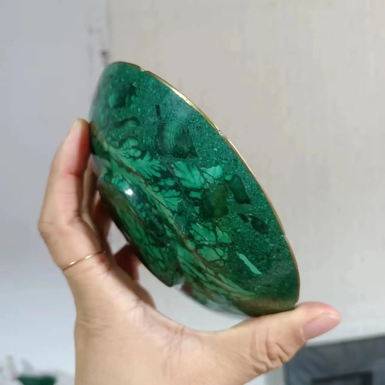 Natural Malachite Bowl, Crystal Quartz, Energy Gem, Reiki Healing, Gift, Meditation Divination, Purify The Air