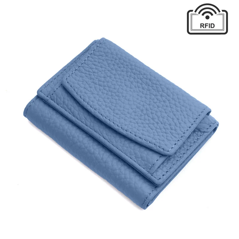 Genuine Leather wallet women Japanese style multi-card holder tri-fold mini cowhide coin purse