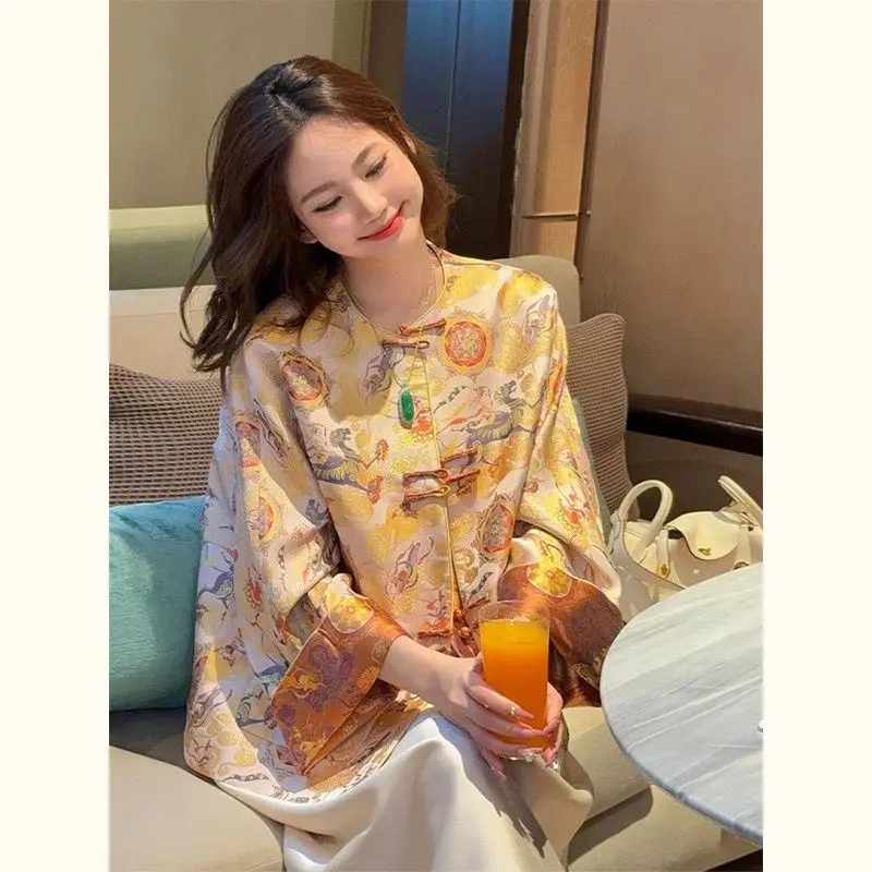 

New Chinese Style Spring New Improved Tang Suit Coat Female Lady Elegant Daily Improved Tangsuits Coat Women Fashion Top