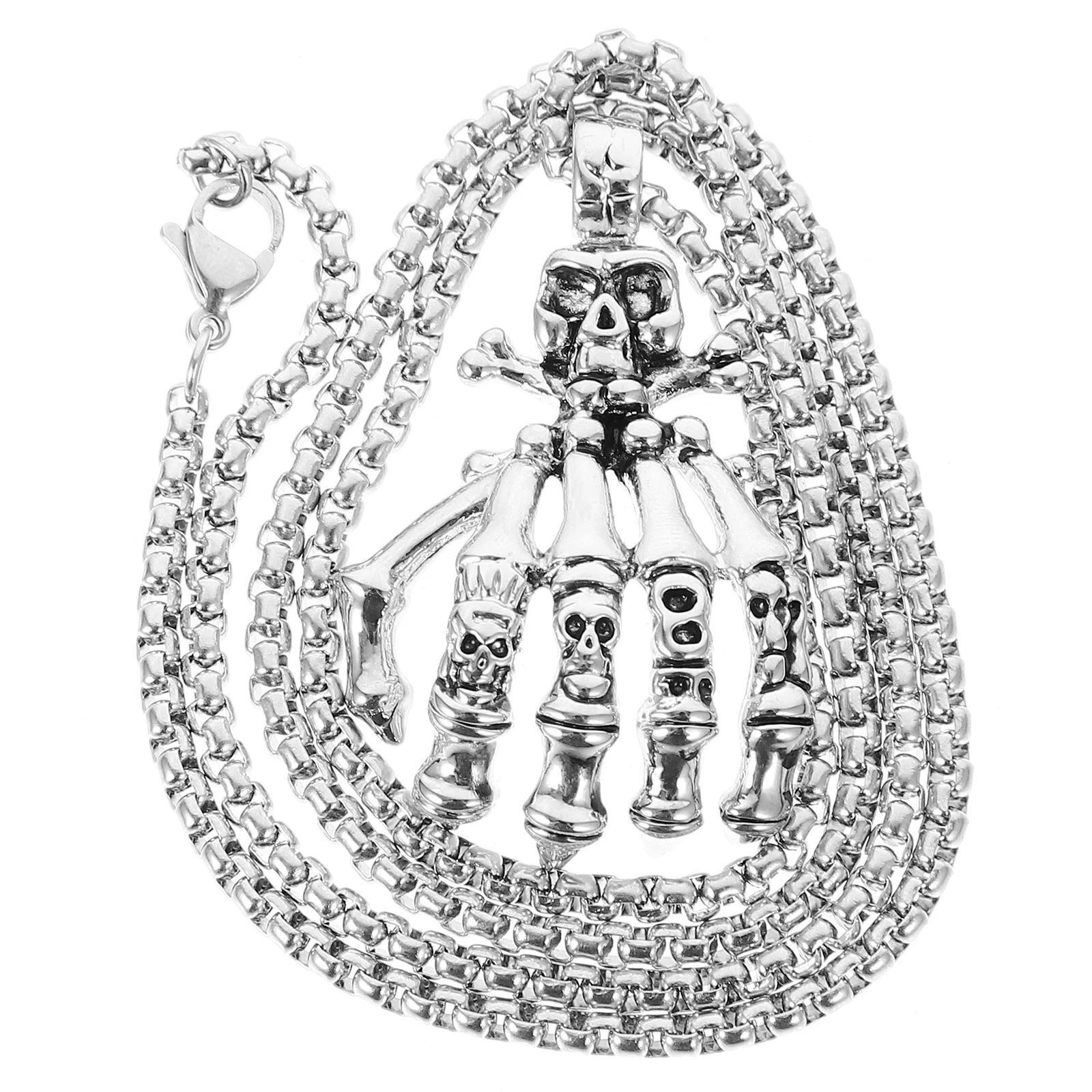 

Men Halloween Skull Hand Necklace Retro Metal Vintage Necklace Gift Suitable for Birthday Party Anniversary Christmas Halloween