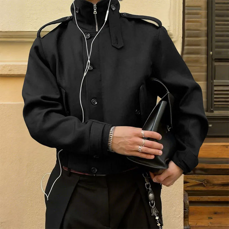 INCERUN الرجال السترات بلون الوقوف طوق سحاب أكمام طويلة زر الذكور معاطف الشارع الشهير موضة سترات رجالي ملابس خارجية